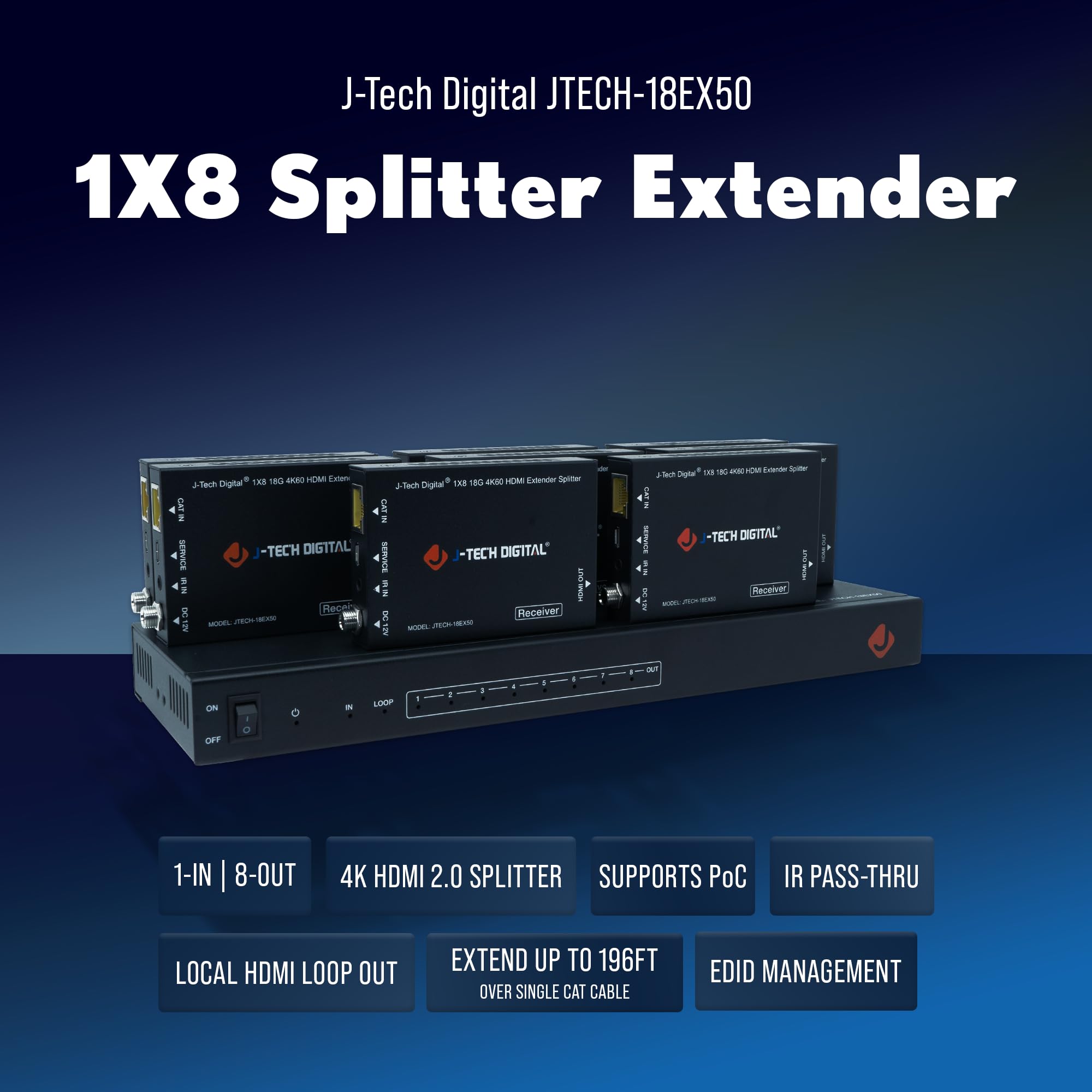 Amazon.com: J-Tech Digital HDMI 2.0 4K Extender Splitter Over